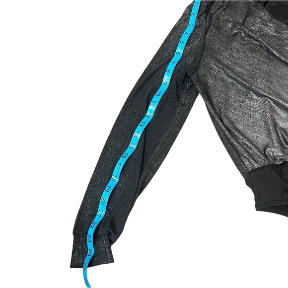 Good Luck Gem  Metallic Wrap Bodysuit with Unique Sleeve Detail – Size Medium - Picture 6 of 12